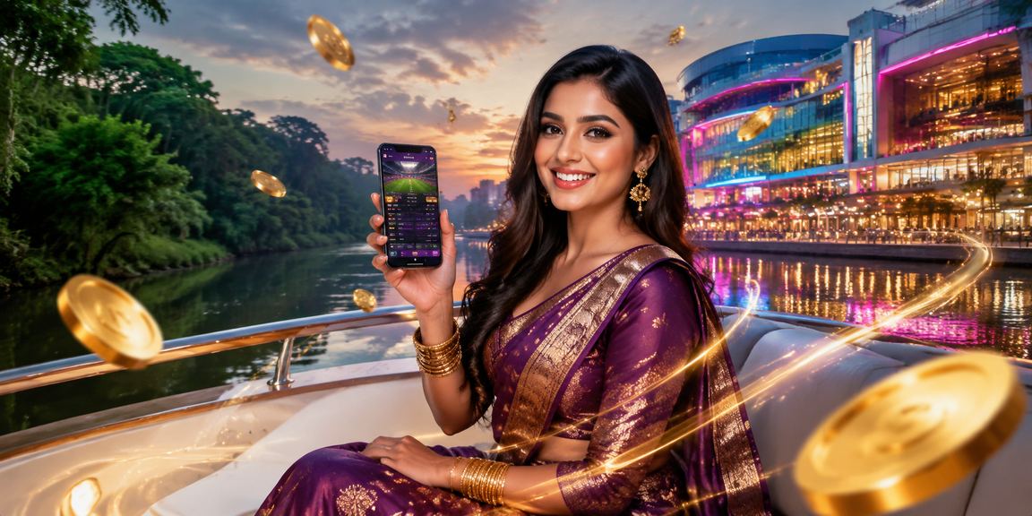 Gazipur মোবাইলে ক্যাসিনো গেম খেলার দৃশ্য, নেয়ন আলোতে