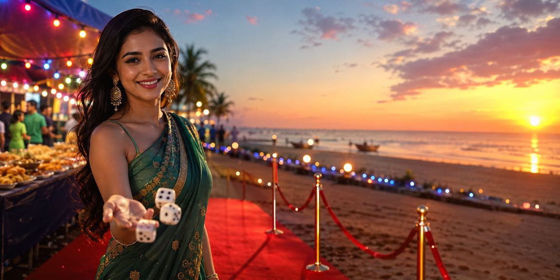 ব্যাকারাট খেলার দৃশ্য, সমুদ্র সৈকতের পটভূমি সহ